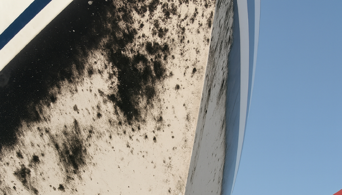 Lifting Boat – Diagnostic et traitement curatif de l’osmose sur coques Coque de bateau avant traitement curatif de l’osmose – Lifting Boat Sables-d’Olonne